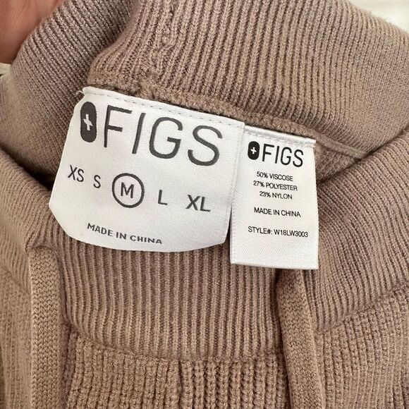 Figs Women’s Ribbed Knit Loungewear Pant in Latte Oatmeal Neutral Tan - Picture 8 of 10